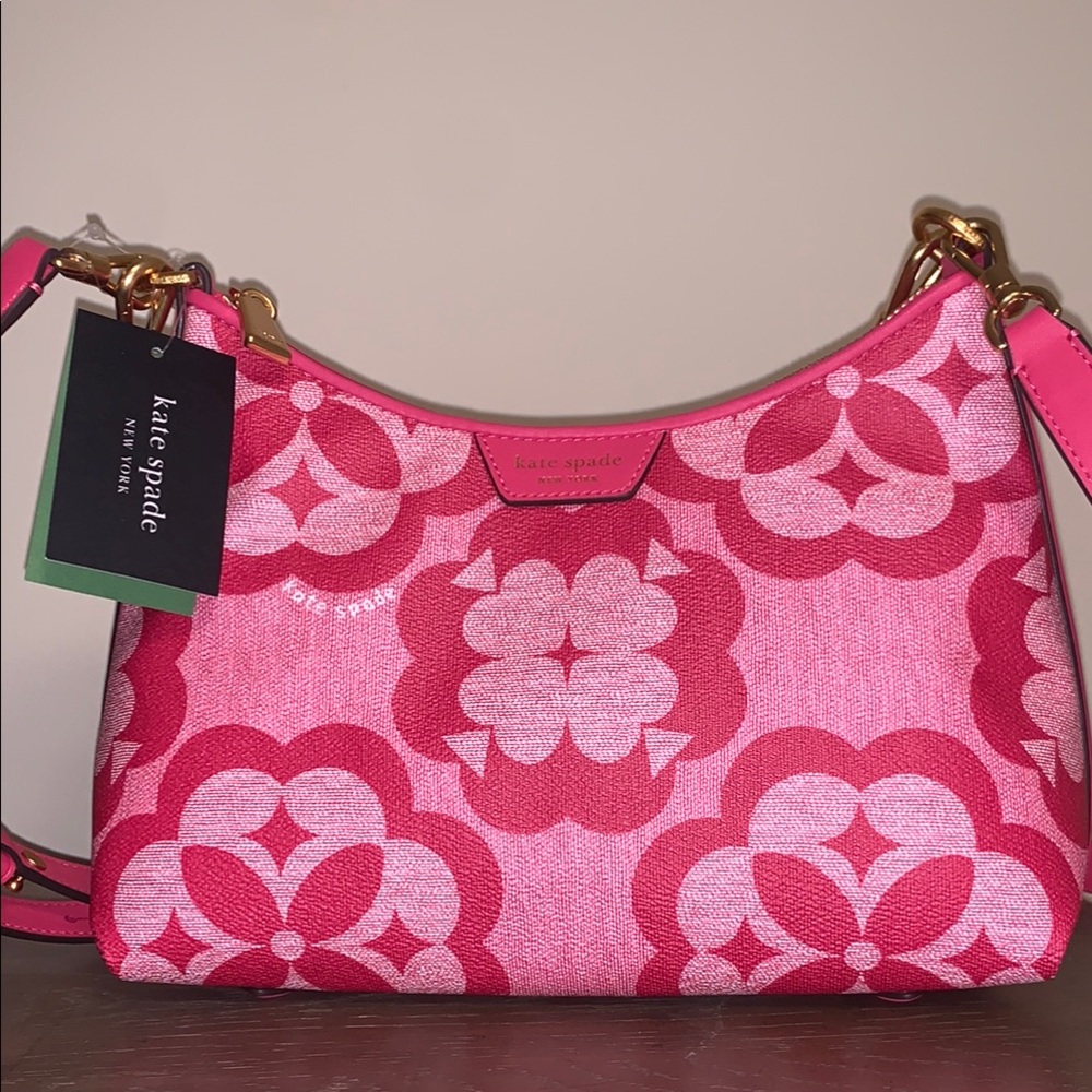 Kate Spade Pink Floral Hobo Shoulder Bag